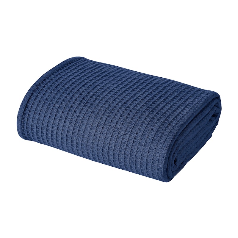 Modern Threads 100-Percent Cotton Waffle Thermal Blanket - Queen - Navy