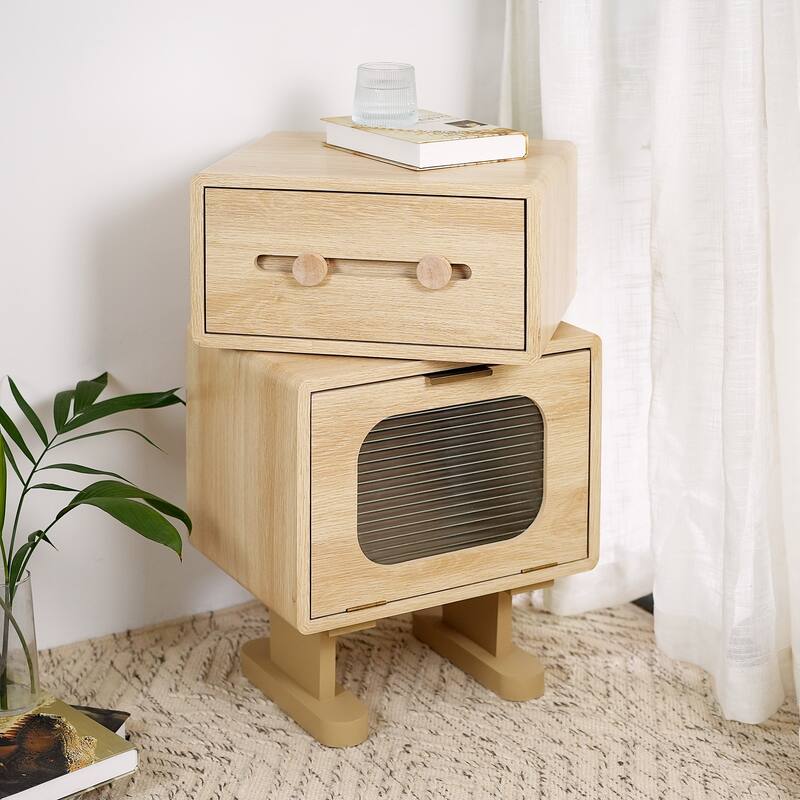Natural Color MDF Storage Side Table