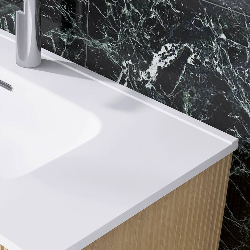 Floating Bathroom Vanity Integrated White Ceramic Sink