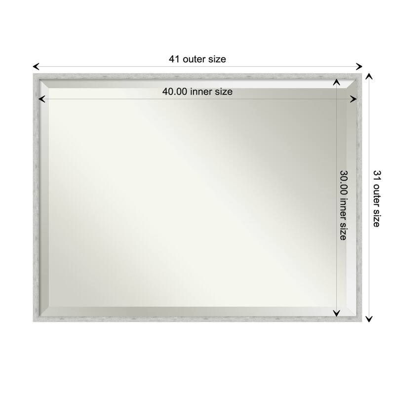 Imprint Beveled Wood Framed Bathroom Vanity Wall Mirror - Imprint Silver - Glass Size 40x30