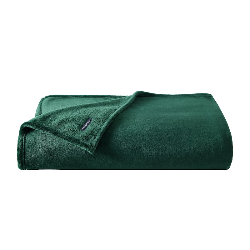 Nautica Solid Ultra Soft Plush Fleece Bed Blanket