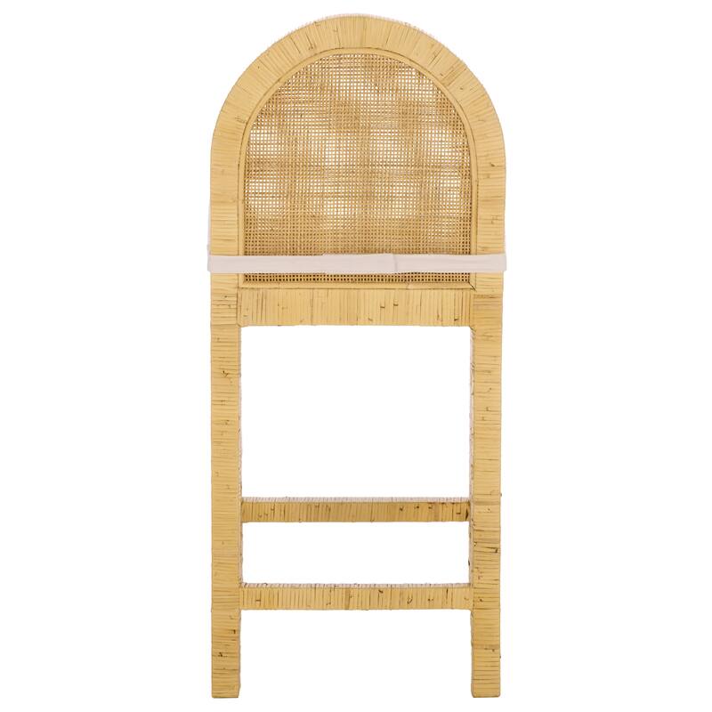 SAFAVIEH Home Tojo Cane Rounded Back Counter Stool - 20"W x 18"D x 37"H