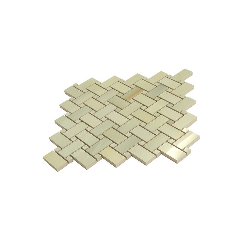 Splendor 12x12 Celadon Giada Porcelain Mosaic Onyx Basketweave Wall and Floor Tile (4.84 sq ft/case) - 5 Pack