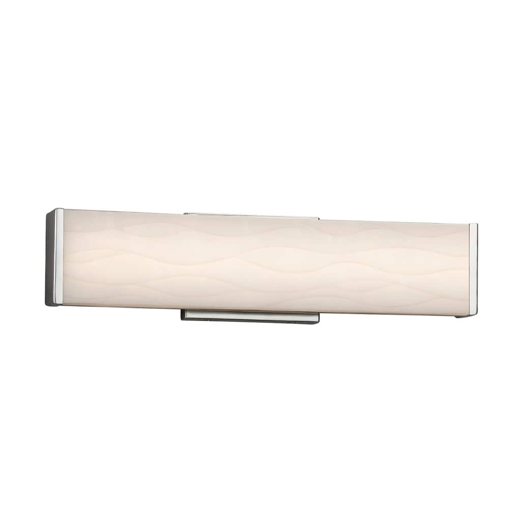 Justice Design Porcelina Latitude 19-inch Polished Chrome ADA LED Wall/ Bath Bar, Waves Shade