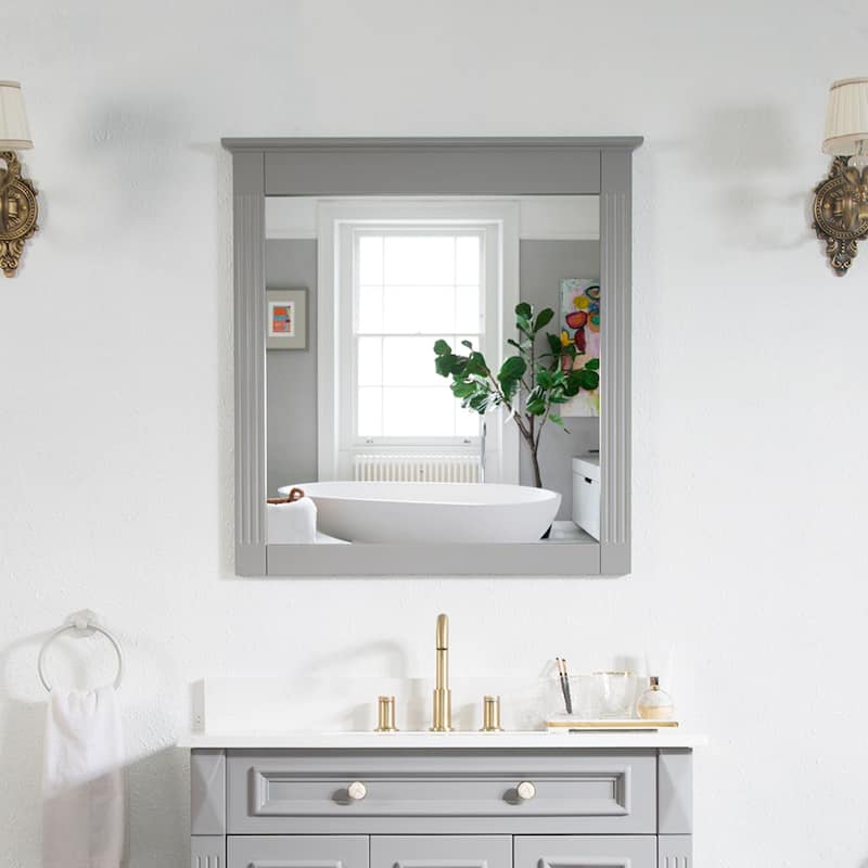 Modern 32'' W Bathroom / Vanity Mirror - Titainum Grey