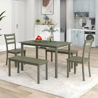 5-Pc Dining Furniture Set, Wooden Kitchen Table with 2 Dining Chairs ...
