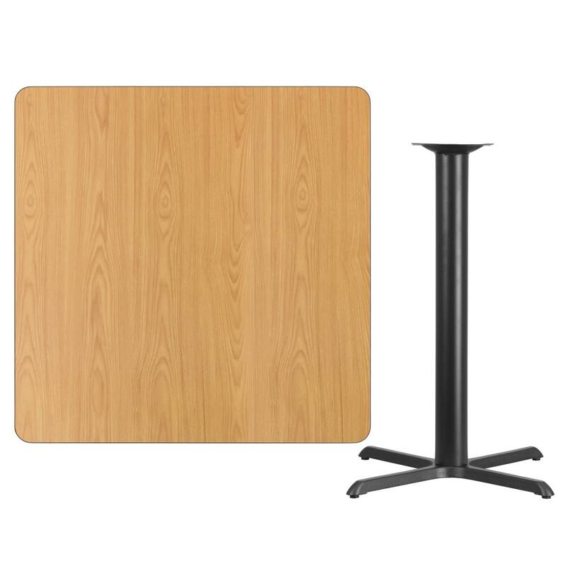 42'' Square Laminate Table Top with 33'' x 33'' Bar Height Table Base