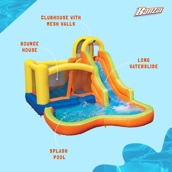 Banzai Aqua Sports Kids Inflatable Outdoor Backyard Water Slide Splash Park Azia1003