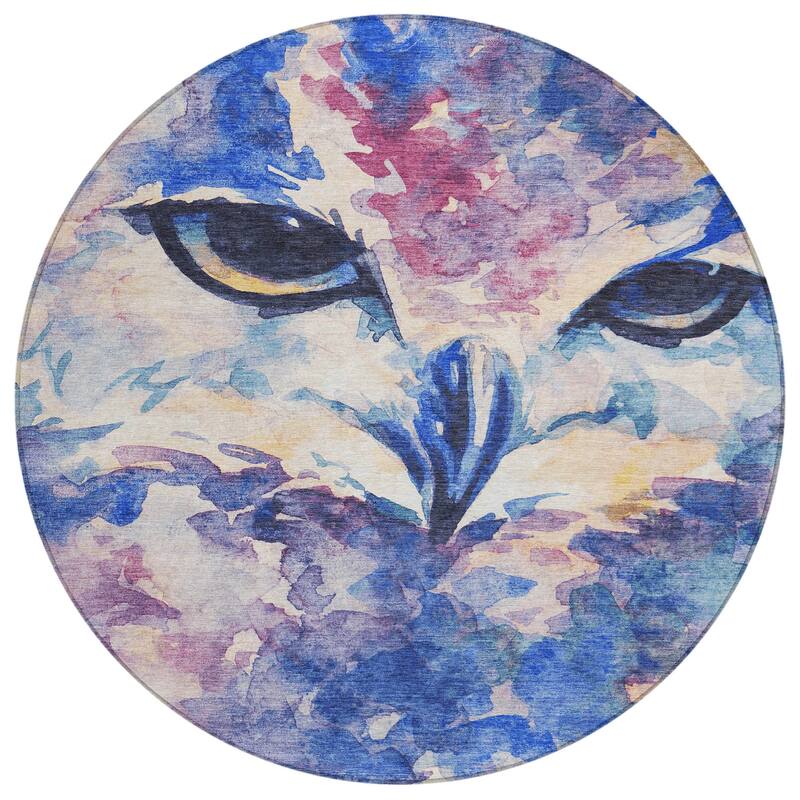 Machine Washable Indoor/ Outdoor Modern Owl Chantille Rug