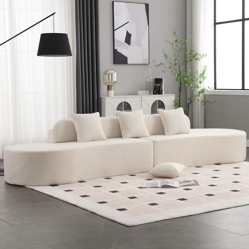 Modern Minimalist Living Room Terrycloth Fabric Modular Sofa with Pillows