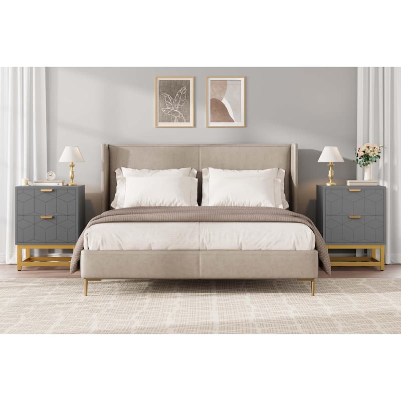 2 Drawer Dresser, Small Modern Chest, Nightstand with Drawer for Bedroom, Living Room, Hallway, Entryway