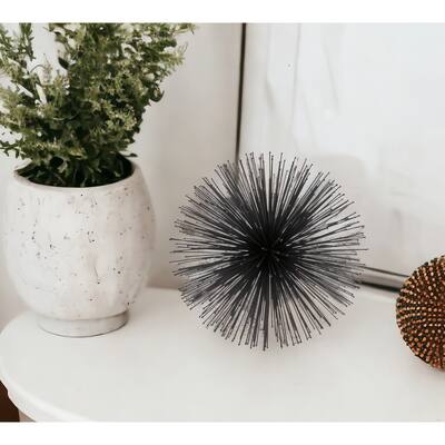 HomeRoots 8" Black Iron Decorative Orb Tabletop Sculpture - 8' X '8' X '8