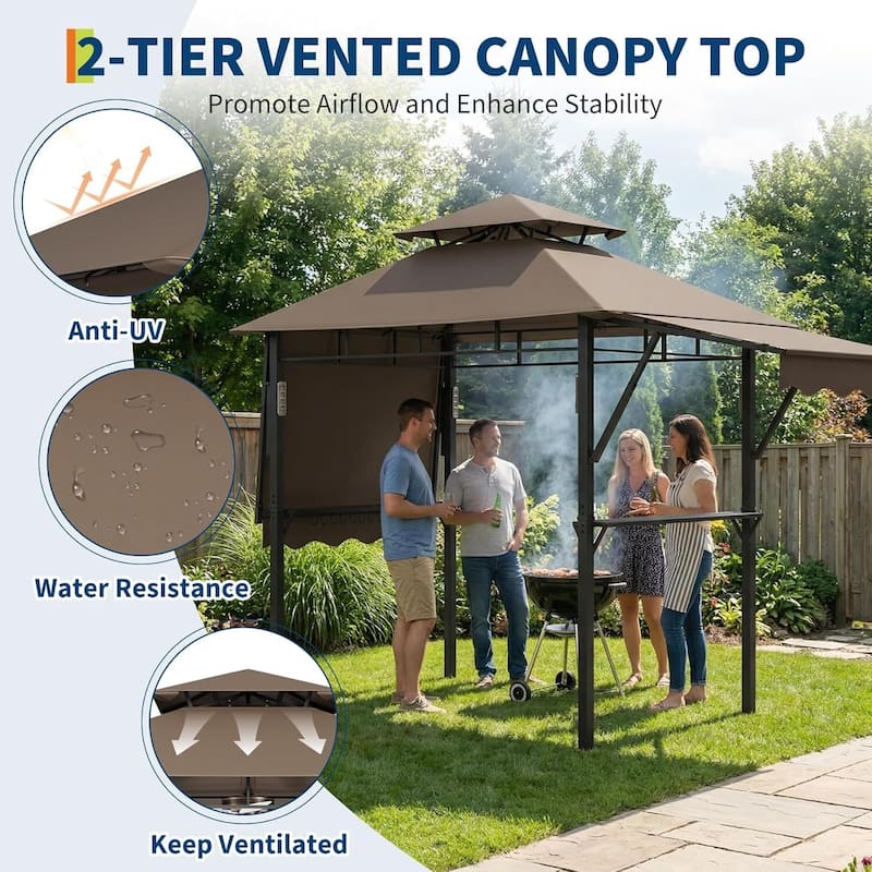 Durable BBQ Grill Gazebo, Weather-Resistant Canopy Shelter for Patio & Backyard - N/A