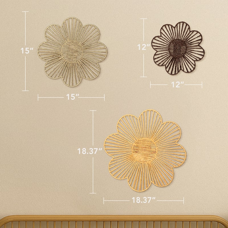 American Art Decor Woven Paper Rope Wall Decor, Set of 3