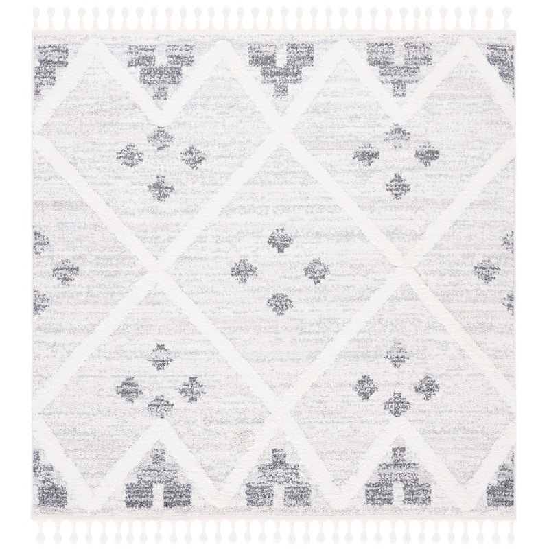 SAFAVIEH Moroccan Tassel Shag Lennie Trellis 2-inch Thick Rug