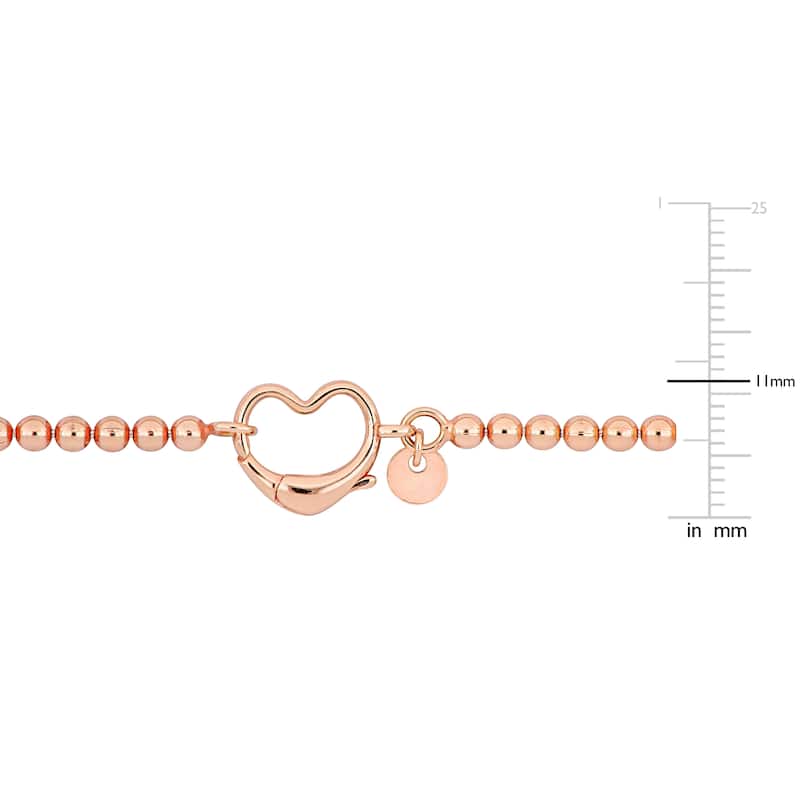 Miadora Ball Link Bracelet with Heart Clasp in Rose Sterling Silver