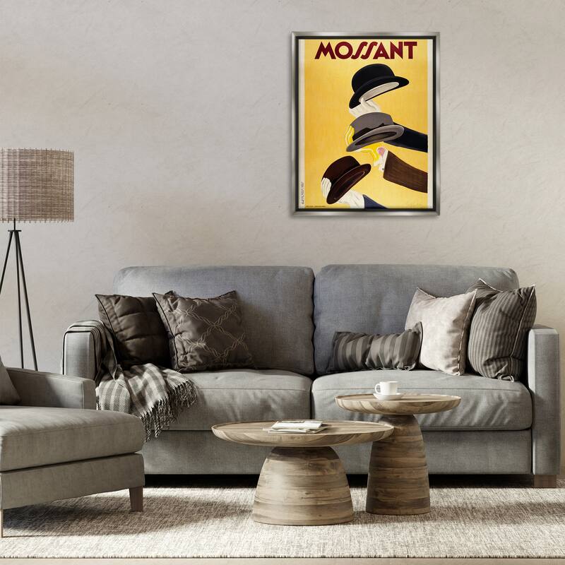 Stupell Vintage Top Hat Advertisement Framed Floater Canvas Wall Art Design By Marcus Jules