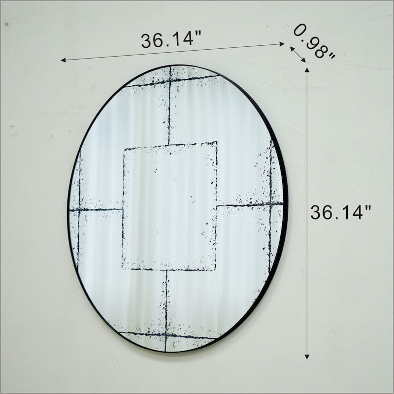 Round wall-mounted mirror - Black,White
