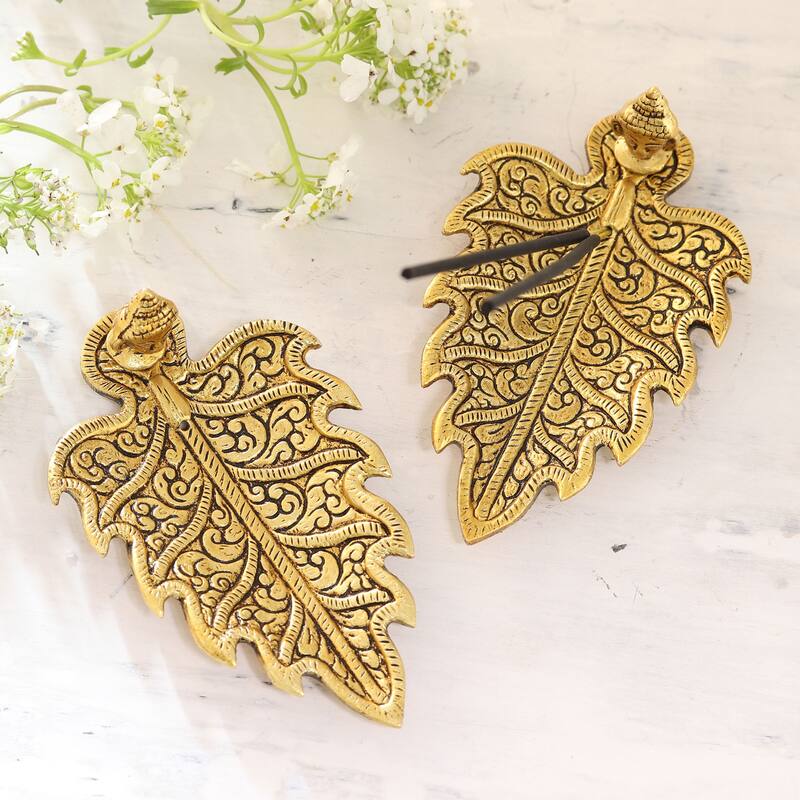 Novica Handmade Golden Buddha Aluminum Incense Holders (Pair)