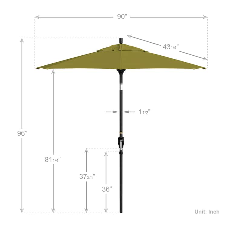 California Umbrella 75' Round Crank Lift Push Button Tilt Black Aluminum Patio Umbrella Sunbrella