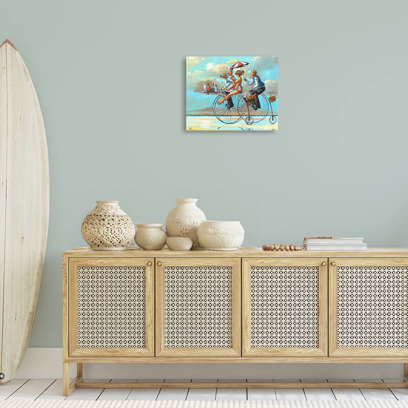 Stupell Woman & Butler Bicycle Ride Canvas Wall Art Design By Ronald West