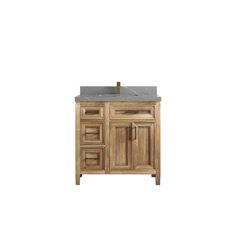 Willow Collections 36 in. W x 22 in. D Santa Monica Teak Bathroom Vanity Center with Countertop