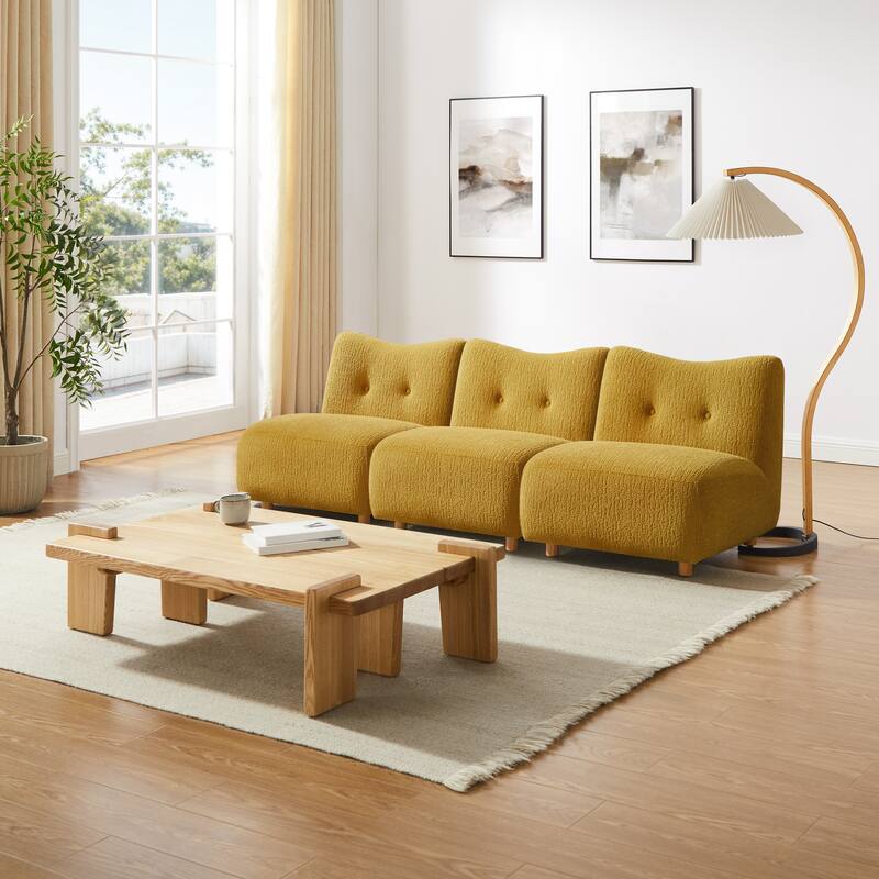 Art Leon Jacquard Flannel Armless Accent Chair with Wooden Legs