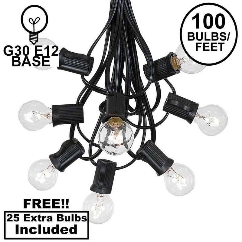 100 Foot G30 Outdoor Globe Patio String Lights - Set of 125 G30 Globe Bulbs - Clear
