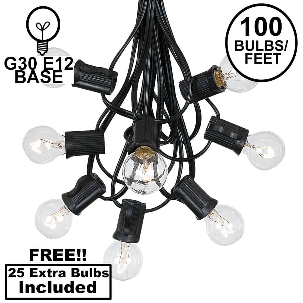 100 Foot G30 Outdoor Globe Patio String Lights - Set of 125 G30 Globe Bulbs