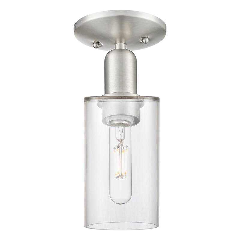 Innovations Lighting 716-1C-11-5 Clymer Semi-Flush Clymer 5" Wide - Brushed Satin Nickel / Clear