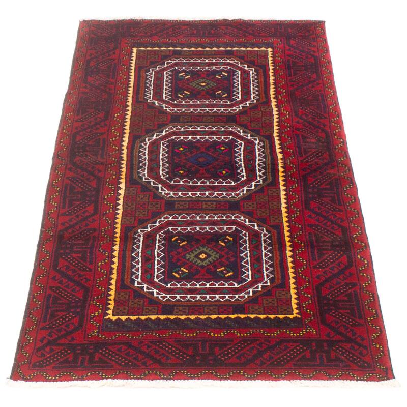 ECARPETGALLERY Hand-knotted Royal Baluch Red Wool Rug - 3'1 x 5'10