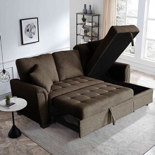 Storage Full-size Sofa Bed Sectional Sofa Reversible Chaise with Pull ...