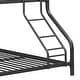 preview thumbnail 7 of 8, Black Full over Twin over Full Size Metal Furniture Triple Bunk Bed with Ladder and Fence for Bedroom