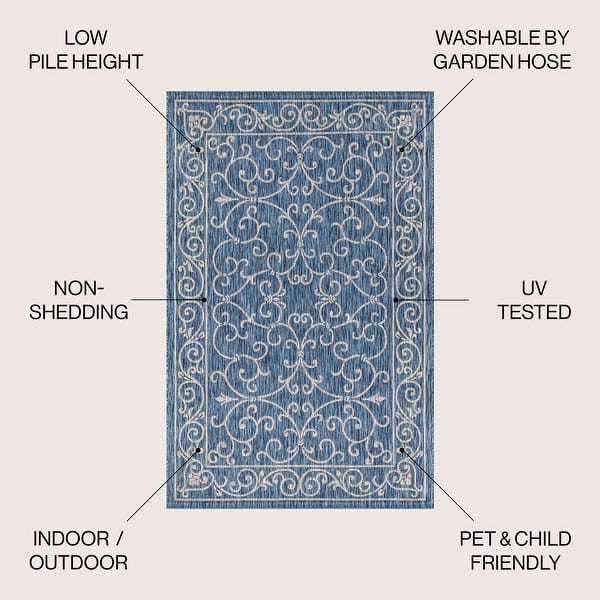 dimension image slide 3 of 28, JONATHAN Y Filigree Textured Weave Indoor/Outdoor Area Rug