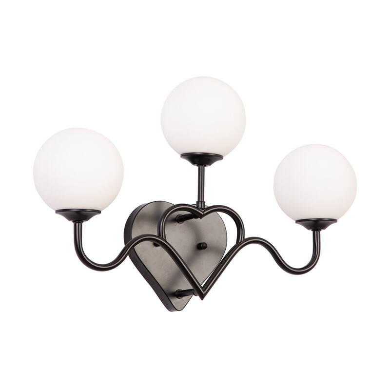 3-Light Black Bathroom Vanity Lights Wall Light with Glass Shade - 3 light