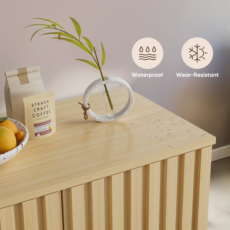 Pocassy Wood Coffee Bar Cabinet with Adjustable Shelf for Kitchen