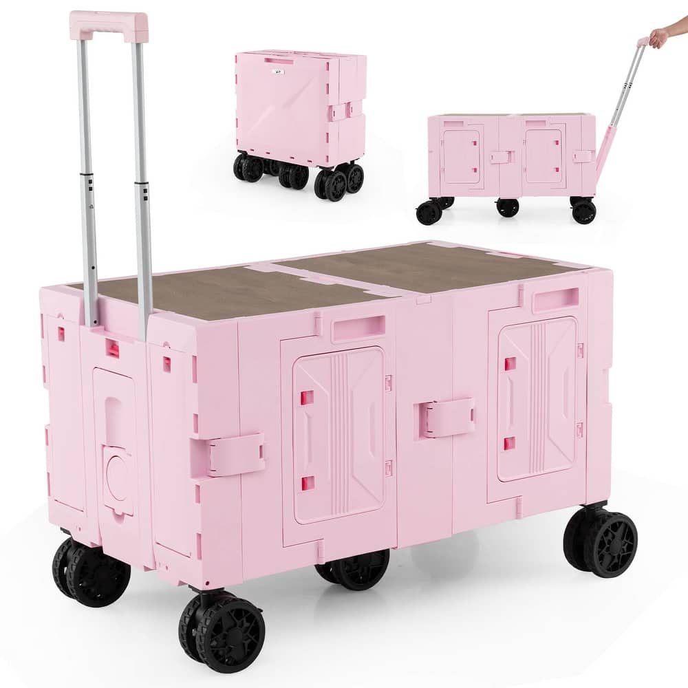 Costway Large Foldable Utility Cart with 2-Tier Storage Crates 5 - See Details