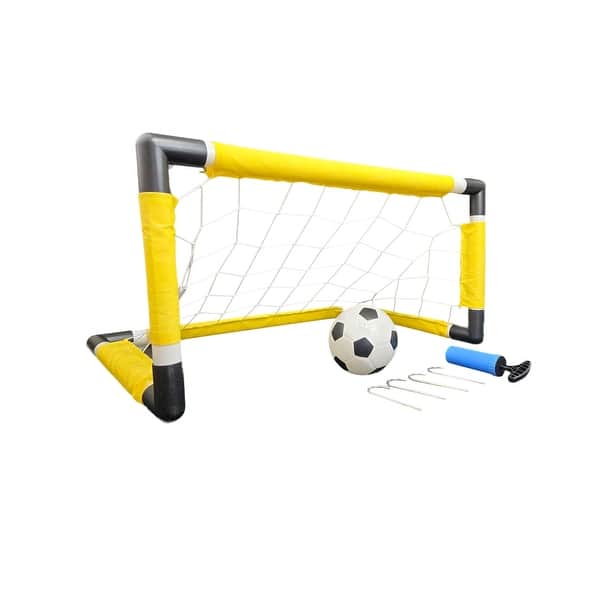 slide 2 of 13, Set of 2 Soccer Set Game Outdoor Toys for Backyard Fun Summer Play 5-7 Years - Yellow