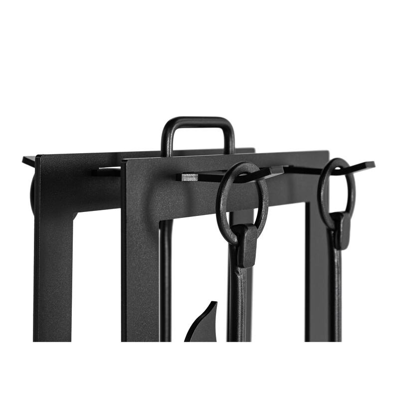 Fireplace Tool Set Ivy Design Textured Black