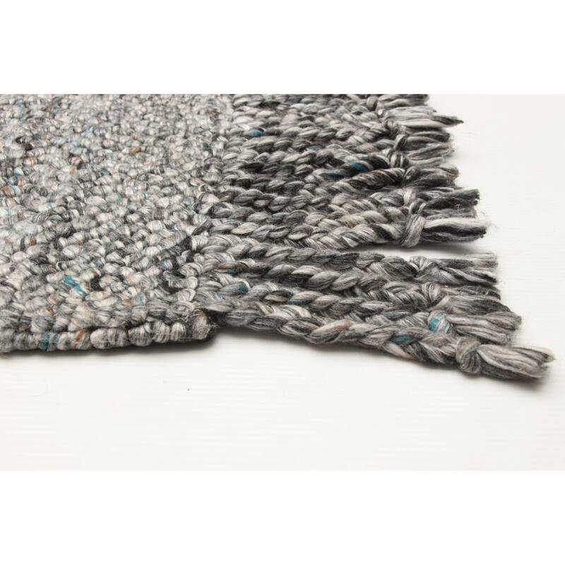 ECARPETGALLERY Braid weave Sienna Dark Grey Wool Rug - 5'1 x 8'1