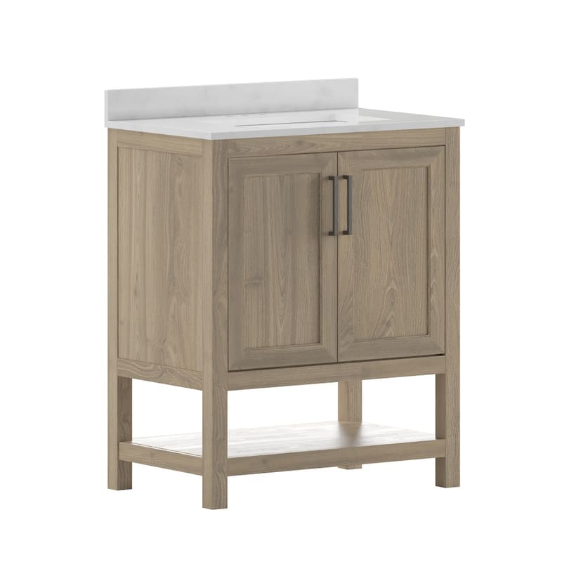 Bathroom Vanity with Undermount Sink and Open Storage Shelf