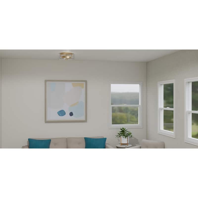 Kaplan 2-Light Aged Brass Flush Mount Light