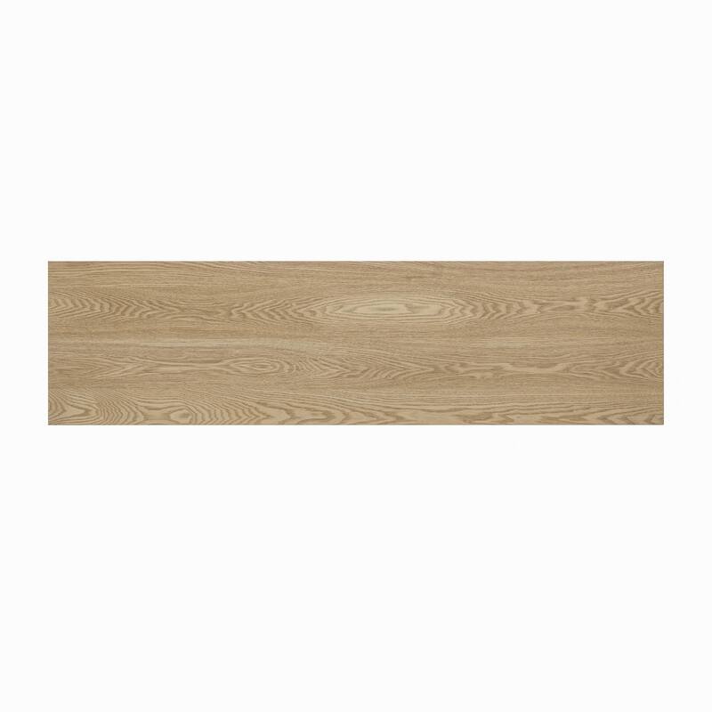 Modern Ash Veneer Console Table - Curved Design with Functional Shelf