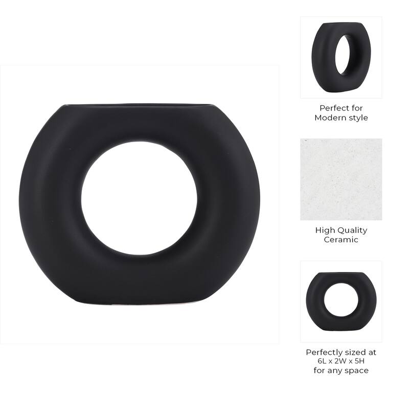 Modern Table Vase with Hollow Center Design - Ceramic Artful Vases for Home Decor