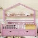 preview thumbnail 1 of 7, Wooden Full Size Pink House Bed with 2 Drawers and Storage Shelf Pink - Full