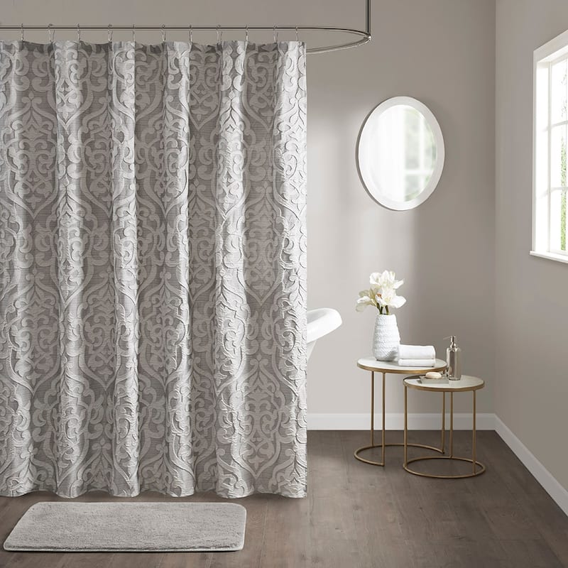Luxury Jacquard Shower Curtain - Silver