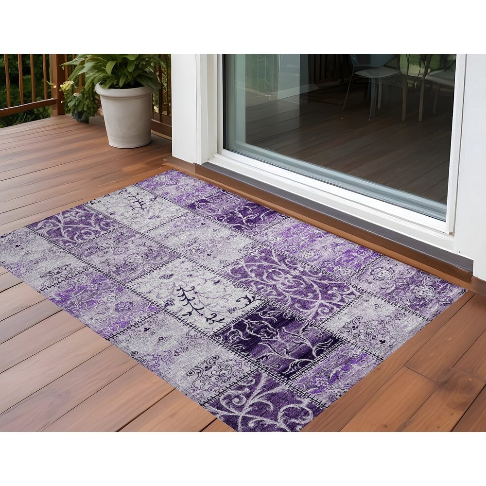 Mana Patchwork Weather Resistant Blended Style Outdoor Rug