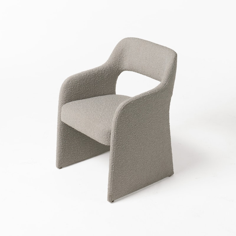 Cid Bistro 24 Inch Dining Chair, Light Gray Polyester, Cushions, Solid Wood