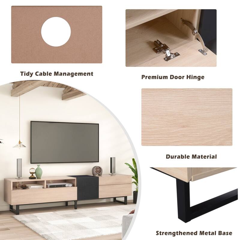 Double Storage Space Modern TV Stand - 70.90" x 15.00"
