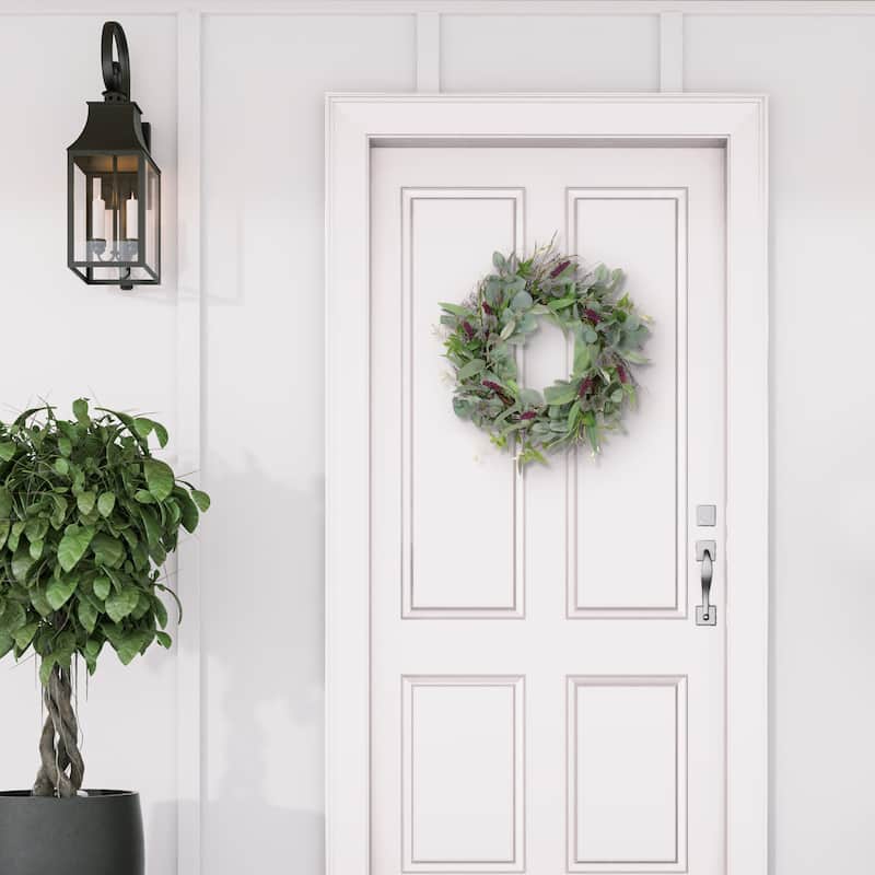24" Artificial Lavender Floral Spring Wreath With Green Leaves